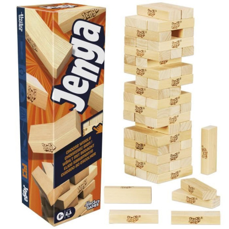 Jenga, Jeu de société d'ambiance, Jeu avec dé numérique, Hasbro Games, Des 8 ans