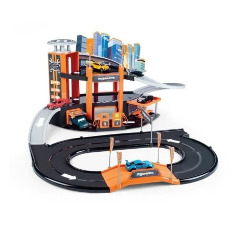 Garage Motor City Plus - MAJORETTE - Station essence, atelier, ascenseur - 1 véhicule inclus - Des 3 ans