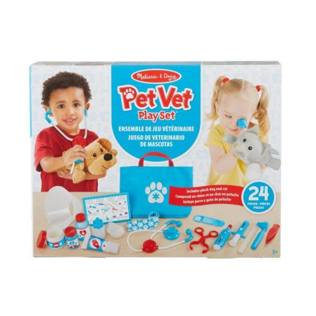 Coffret Vétérinaire - Melissa & Doug - Set complet avec accessoires (24 pieces) - Jeu d'imitation - Des 3 ans