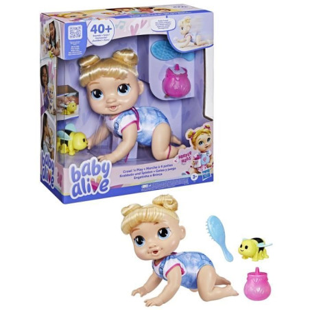 Baby Alive, Harper Hugs Marche a 4&nbsp;pattes, poupée électronique de 27&nbsp; cm marchant a 4&nbsp;pattes, cheveux blonds, a partir de 3&nbsp;ans