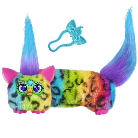 Furby DJ Furblets Rain-Bow-Kat, Mini peluche électronique, jouet pour enfant, 45 sons et musiques, des 6 ans