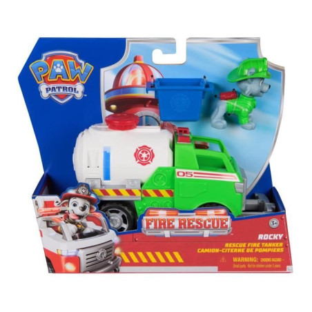 Figurine Rocky - Véhicules + bac et pince - des 3 ans - Fire Rescue - La Pat'Patrouille