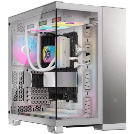 Boîtier PC - CORSAIR - CC-9011285-WW - 6500X Mid - Tower PC Case, White/Satin Gray Aluminum