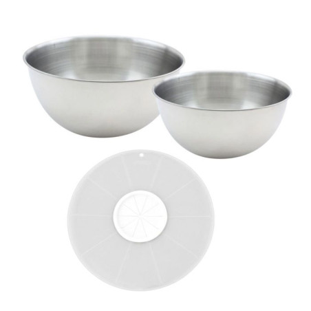 Ensemble de 2 bols de préparation avec couvercle anti projections - FACKELMANN - Basic - 25 et 20,5 cm