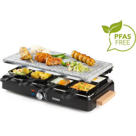Appareil a raclette - DOMO - DO9262G - 8 personnes - Pierre a cuire - Gril - 1400 W