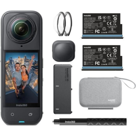 Insta360 X5 Bundle Edition - Caméra de sport 360° - 8K - WiFi et Bluetooth - FlowState - Etanche - 185mn d'autonomie