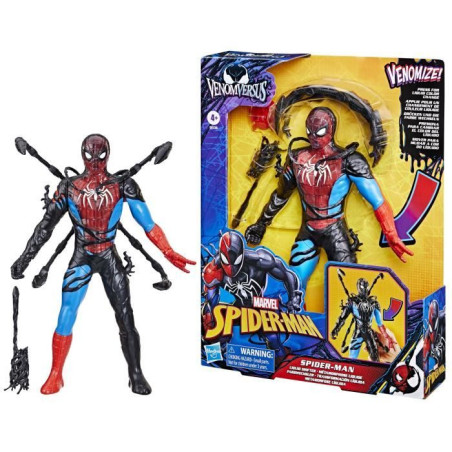 Figurine Spider-Man Métamorphose liquide de 28&nbsp;cm avec accessoires, Marvel Spider-Man VenomVersus, jouets de super-héros pour