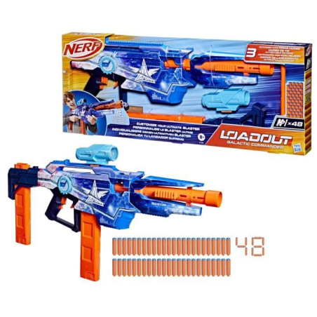 Nerf Loadout Galactic Commander, blaster a fléchettes en mousse motorisé, 3&nbsp;accessoires et 48&nbsp;fléchettes Nerf N1, des 8&nbsp;ans