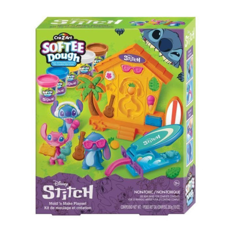 LEXIBOOK CRAZART - Kit de fabrication de figurines Stitch en pâte a modeler douce et malléable