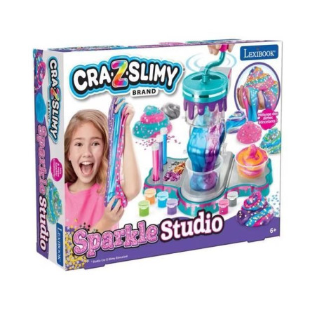 LEXIBOOK CRAZART - Studio Cra-Z-Slimy étincelant - Mélangez couleurs et effets pour fabriquer des slimes