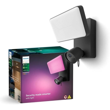 Projecteur avec caméra de sécurité intelligente extérieure - Philips Hue - Secure - 1080P - Intégrée - Conversation bidire