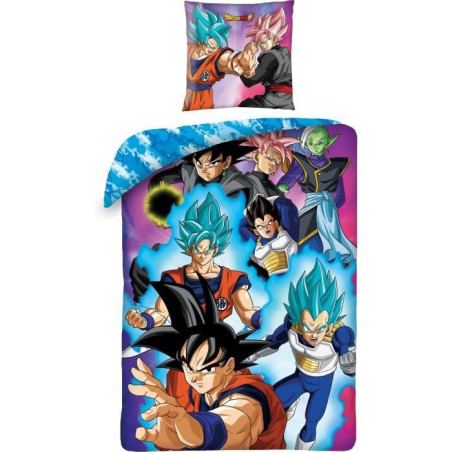 Parure de lit - DRAGON BALL Z - Son Goku vs Goku Rosé - Microfibre - 1 housse de couette 140 x 200 cm + 1 taie 63 x 63 cm