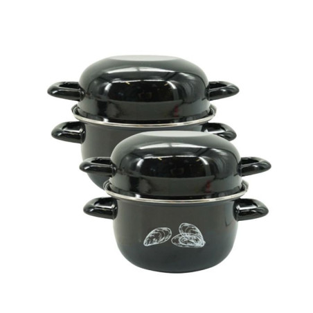 Ensemble de 2 Marmites a Moules - FACKELMANN - Emaillée - 20,5 x 26 x 17,5 cm