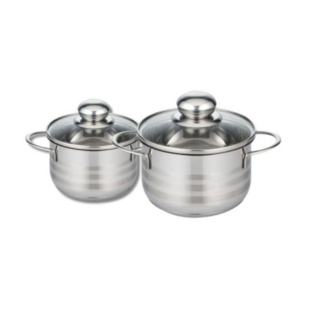 Lot de 2 faitouts - FACKELMANN - Elo Brillant - Acier inoxydable - Sans PFAS - 12 et 14 cm