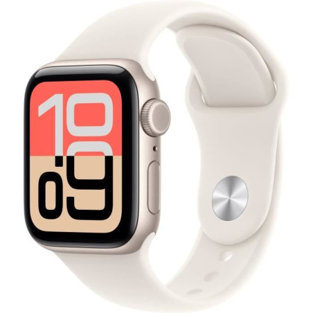 Apple Watch SE 3&nbsp;GPS + Cellular - 40mm&nbsp;- Boîtier Starlight Aluminium - Bracelet Starlight Sport Band - S/M