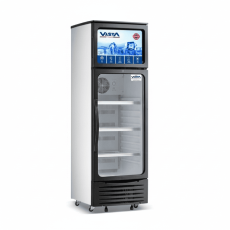 Réfrigérateur Congélateur Combiné Vitré Vista - 1 porte - 390 L - 61 x 188,5 x 61 cm - Noir