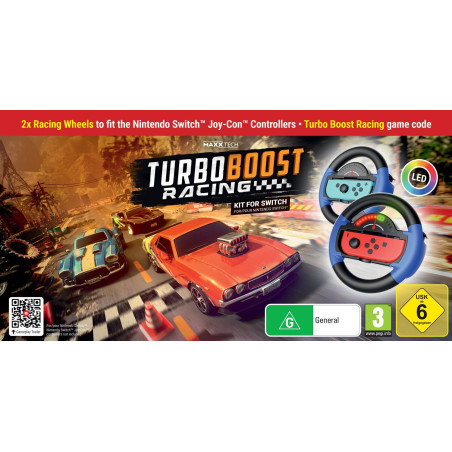 Turbo Booster Racing - Kit (volants + jeu) - Jeu Nintendo Switch - Code in a Box