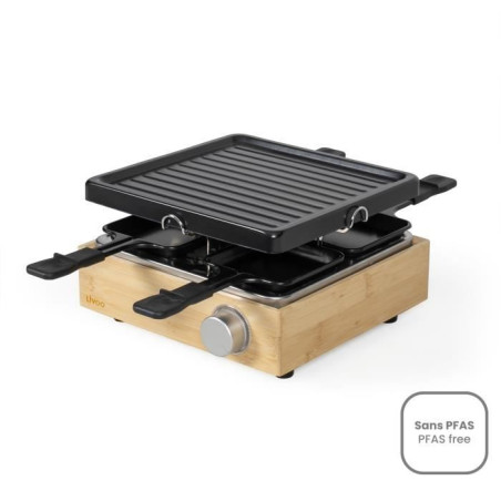 Appareil a raclette 4 personnes - LIVOO - DOC311 - 800W - 4 personnes - Plateau grill amovible antiadhésif - Thermostat ajustab