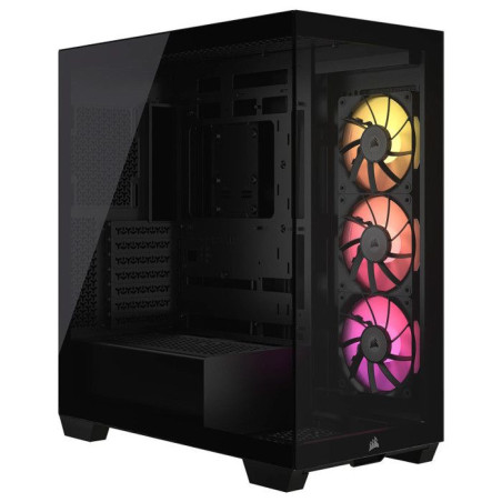 Boitier PC - CORSAIR - 3500X LXR LINK Tempered Glass Mid-Tower - 3 ventilateurs RGB a rotor inversé - Blanc