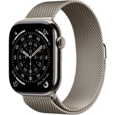 Apple Watch Series 11&nbsp;GPS + Cellular - 46mm&nbsp;- Boîtier Natural Titanium - Bracelet Natural Milanese Loop - M/L