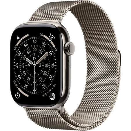Apple Watch Series 11&nbsp;GPS + Cellular - 46mm&nbsp;- Boîtier Natural Titanium - Bracelet Natural Milanese Loop - M/L