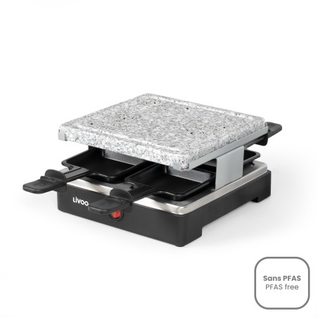 Appareil a raclette - LIVOO - DOC242 - 4 personnes - 600 W - Plateau amobible en granit