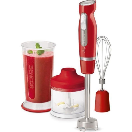 Mixeur plongeant - SENCOR - SHB 4464RD - 800W - Rouge - Avec accessoires