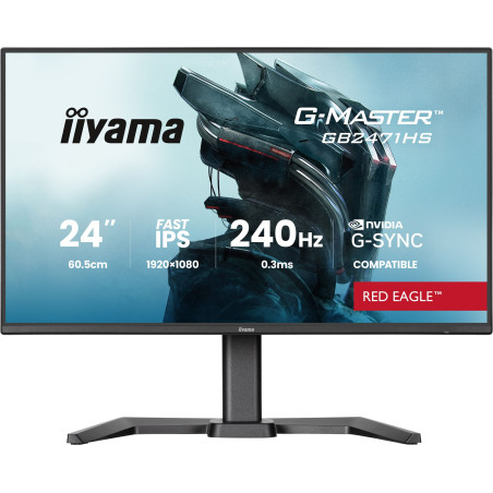 Ecran PC Gamer - IIYAMA - 23,8 - FHD - 240Hz - Dalle Fast IPS - 0.3ms - Réglable en hauteur - G-Master Red Eagle