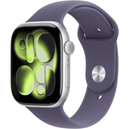 Apple Watch Series 11&nbsp;GPS&nbsp;- 46mm&nbsp;- Boîtier Silver Aluminium - Bracelet Purple Fog Sport Band - S/M