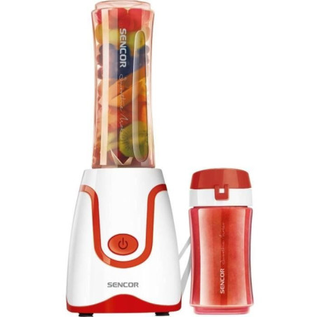 Blender Smoothie SENCOR SBL2214RD - 2 bouteilles a emporter - Lames inox - 500 W - Rouge
