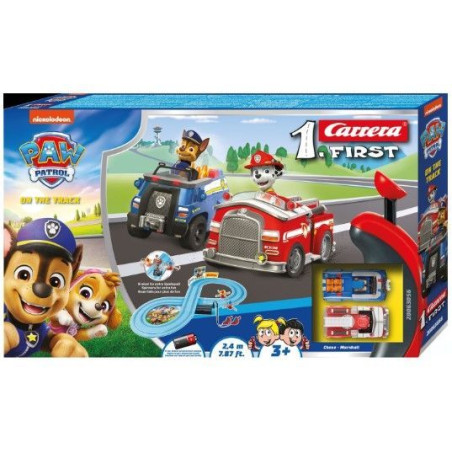 Circuit de course PAT'PATROUILLE, Longueur 2,4 m, Echelle des voitures 1/50, Carrera First, Des 3 ans