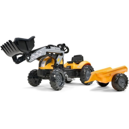 Tracteur a pédales Mighty Builder - FALK - Avec remorque - Jaune - 100% Fabriqué en France - 50% de plastique recyclé - Des 2