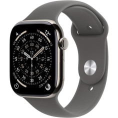Apple Watch Series 11&nbsp;GPS + Cellular - 46mm&nbsp;- Boîtier Natural Titanium - Bracelet Stone Grey Sport Band - S/M