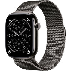 Apple Watch Series 11&nbsp;GPS + Cellular - 46mm&nbsp;- Boîtier Slate Titanium - Bracelet Slate Milanese Loop - S/M