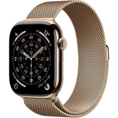 Apple Watch Series 11&nbsp;GPS + Cellular - 46mm&nbsp;- Boîtier Gold Titanium - Bracelet Gold Milanese Loop - S/M