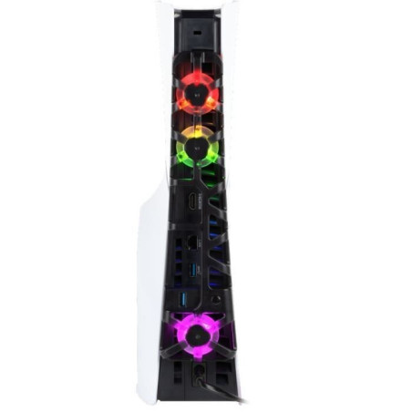 Ventilateur de refroidissement - KONIX - PS5 Slim - 21 x 68 x 40 cm - 3 vitesses - Éclairage LED RVB - Port USB 3.0 - Noir