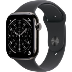 Apple Watch Series 11&nbsp;GPS + Cellular - 42mm&nbsp;- Boîtier Slate Titanium - Bracelet Black Sport Band - S/M