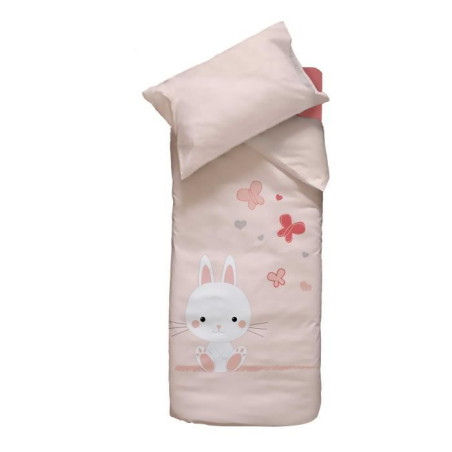 Parure de lit lapinou - Rose - 100 x 140 cm