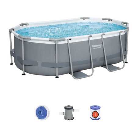 Piscine hors sol tubulaire 305x200x84cm POWER STEEL avec filtre à cartouche