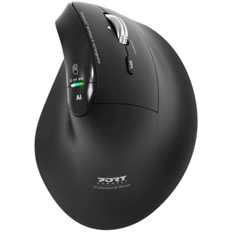 Souris sans fil - PORT Designs - 910204 ERGO AUDITOR - Bluetooth & 2.4 GHz - Rechargeable - Noir