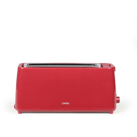 Grille-pain fente longue - LIVOO - DOD168RC - 900 W - Thermostat réglable : 7 niveaux - Rouge