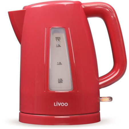 Bouilloire - LIVOO - DOD184RC - 2200 W - 1,7 L - Socle 360° - Rouge