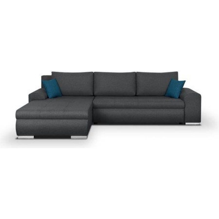 Canapé d'angle convertible réversible 5 places Indian - Tissu gris foncé - L 289 x P