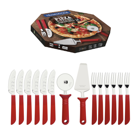 Couvert pizza 14 pièces TRAMONTINA - Rouge