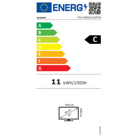 Écran Lenovo ThinkVision T22i-30 21,5" LED IPS 60 Hz 50-60 Hz