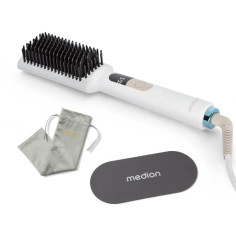 Brosse chauffante - MEDION - MD19859 - 46 W - 5 niveaux de chaleur - 165 a 210°C - Blanc