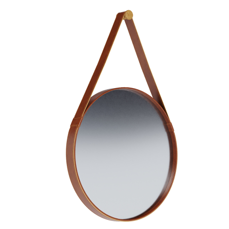 Miroir rond aqua mais avec cadre synthétique et poignée IMCAL 06318 - 60 cm - Marron