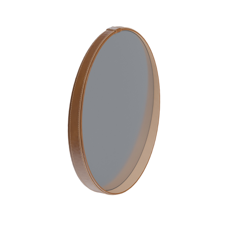 Miroir rond aqua avec cadre synthétique et fixation murale IMCAL - 60 cm - Marron
