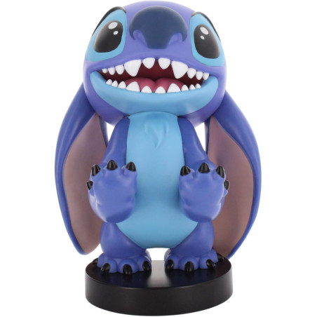 Figurine Disney Stitch Sourire - EXQUISITE GAMING - Cable Guys - Support écouteurs, smartphone ou petit accessoire - 20 cm