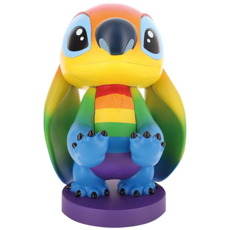 Figurine Disney Stitch Rainbow - EXQUISITE GAMING - Cable Guys - Support écouteurs, smartphone ou petit accessoire - 20 cm